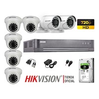 Kit 7 Cámaras Seguridad Hikvision Hd 720P + Disco 1Tb Oferta P2P Hdmi