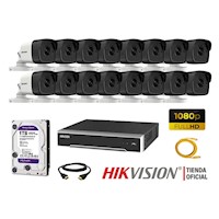 Camara Seguridad Ip Poe 1080P Exterior Kit 16 Hikvision Disco 1Tb Wd P