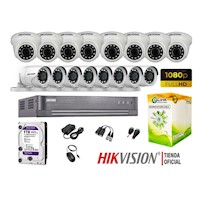 Kit 16 Cámaras Seguridad Hikvision Full Hd 1080P + Disco 1Tb Completo