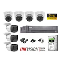 KIT 7 CÁMARAS SEGURIDAD HIKVISION 5MP + DISCO 1TB OFERTA P2P