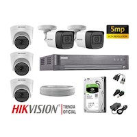 KIT 5 CÁMARAS SEGURIDAD HIKVISION 5MP + DISCO 1TB COMPLETO