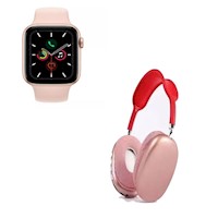 Pack Smarwatch T500 Pro Rosado Serie 8 y Audifono P9 Rosado