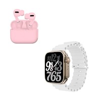 Pack Smartwatch T900 Ultra Blanco y Audifono I13 Pro Rosado