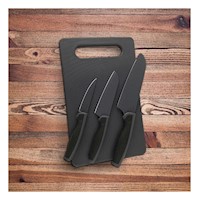 Juego Cuchillos Ac c/Tabla 4 Piezas Oster Slice Craf Negro