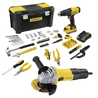 Taladro Perc 1/2" 20V Fatmax 2 Bat 119 Accs + Amoladora 4 1/2" 750W Stanley SCD711C1H-K2