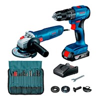 Taladro Percutor Bosch GSB 185-LI 18V +Bat + Esmeril GWS 700