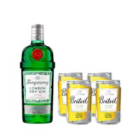 Gin Tanqueray Dry 700 ML + 4 agua Tonica Mr Perkins 150 Ml