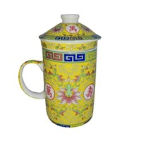 Taza Ceramica Con Filtro Oriental Longevidad 3pza