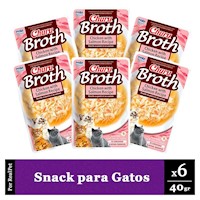 Pack Snack para Gato Churu Broth Pollo Salmón 6 sobres 40gr