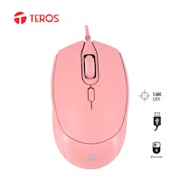 Mouse Óptico Teros Te-1226S 800-1200-1600 Dpi /Usb/ 4 Botones Rosado