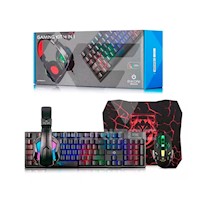 KIT GAMER BRAVIO TECLADO+MOUSE USB+AUDIFONO+PAD MOUSE