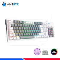 TECLADO MECANICO ANTRYX MK860L WHITE & GRAY PURPLE SWITCH