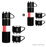 Pack de 2 Termos set de 3 piezas 500ML con tazas - Negro