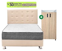 Combo de dormitorio Tessa 2plz  + colchon+ 1 mueble zapatera