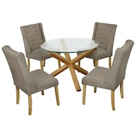 Juego para comedor Dmuebles 4 sillas Neo - Natural/Gris claro