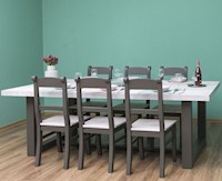 Juego para comedor Dmuebles 6 sillas Momodolang - Blanco/Gris