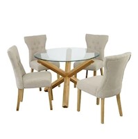 Juego para comedor Dmuebles 4 sillas Rene - Natural/Beige