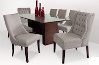 Juego para comedor Dmuebles 6 sillas + 2 butacas Genova - Nogal/Gris claro