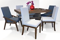 Juego para comedor Dmuebles 6 sillas Veracruz - Nogal/Azul marino y Blanco