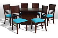 Juego para comedor Dmuebles 6 sillas Venecia - Nogal/Celeste