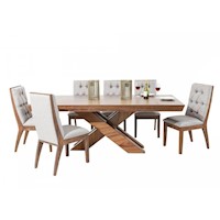 Juego para comedor Dmuebles 8 sillas Clement - Nogal/Gris claro