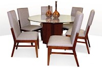 Juego para comedor Dmuebles 6 sillas Moises - Nogal claro/Gris claro