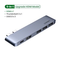 Hub USB-C a HDMI + 3 puertos USB-A3.0 + PD para Macbook