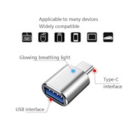 Adaptador LED USB 3,0 a tipo C, adaptador OTG a USB C