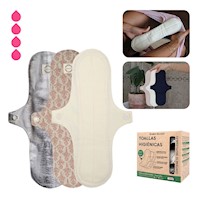Toalla Higiénica de Tela Bamboo Balance Tripack Nocturna Crema