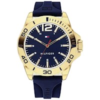 Reloj Tommy Hilfiger 1791503 Hombre Acero Inoxidable Dorado Correa Silicona Azul