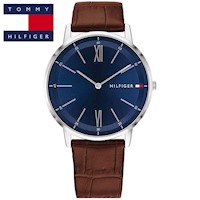 Reloj Tommy Hilfiger Cooper 1791514 para Hombre Correa de Cuero Marron Dial Azul