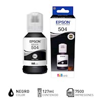 Tinta Original Impresora Epson 504 , 127 ml. Rinde 7500 Hojas, Negro
