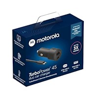 Turbo Power Motorola 45W Duo Cargador De Auto - Cable Usb-C - Negro