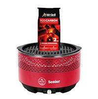 Parrilla Portátil Turbo Grill Rojo con Maletín + Carbón