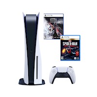 Consola Ps5 Con Lector De Discos + Star Wars Jedi + Spiderman Miles Morales U.