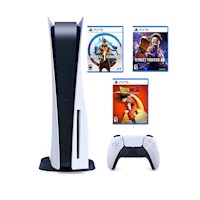 Consola PS5 Lectora + Mortal Kombat 1 + Street Fighter 6 + Dragon Ball Z Kakarot