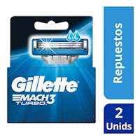 Gillette Mach3 Turbo Cartuchos para Afeitar 2 unidades
