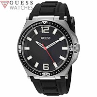 Reloj Guess U1253G1 Para Hombre Acero Inoxidable Correa de Silicona Negro