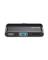 Adaptador Usams Type-c Mini Hub A Type-c+usb3.0+micro SD Gris Oscuro