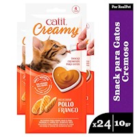 Snack Cremoso Gato Cat It Creamy Sabor Pollo Sachets 24 x 10gr