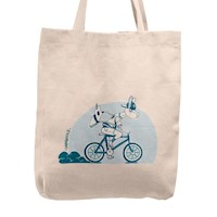 Bolso Tela Tote Bag Cartera Playa - Llama Ciclista