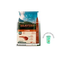 Comida para Perro Adulto Raza Grande Bravery Libre de Grano Cordero 12kg