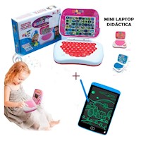 Pack 1 Mini laptop para Niñas Color Rosado + 1 Tableta Led AS