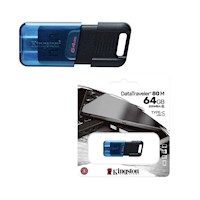 Memoria USB Kingston DataTraveler 80 M 64GB USB-C 3.2 Gen 1 Azul