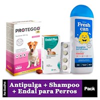 Antipulga Proteggo 3M Perros de 4.5 - 10kg + Shampoo Antipulgas FreshCan + Endal