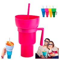 Vaso 2 En 1 para Bebidas y Snacks Botanero 950 Ml Cambia De Color AS