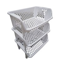 Verdulero Organizador de canasta  Rodante / fijo en blanco