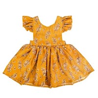 Vestido para Niña Valentina Flores Mostaza