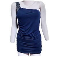 Vestido Asimetrico Drapeado Mujer Talla L Sapa