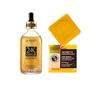 Suero Facial Antiarrugas 24k Oro + Jabón Natural de Miel
